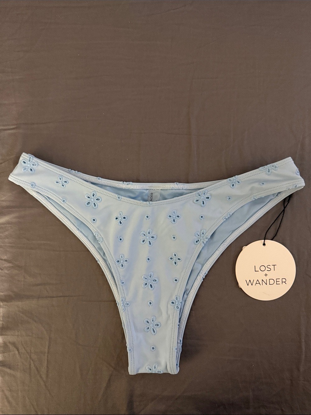 Lost + Wander Madeline Thigh High Light Blue Floral Bikini Bottoms Sz S [LA0740]